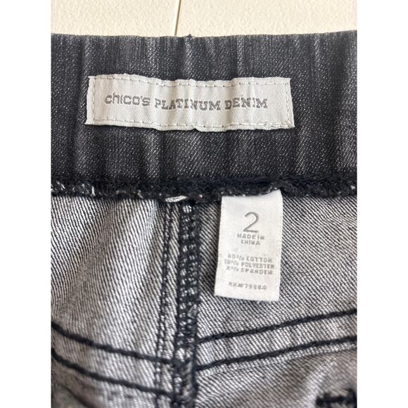 Chicos Platinum Denim Charcoal Black Pull On Jeans Chico’s Size 2 (Sz. 10 - 12) - Picture 6 of 8